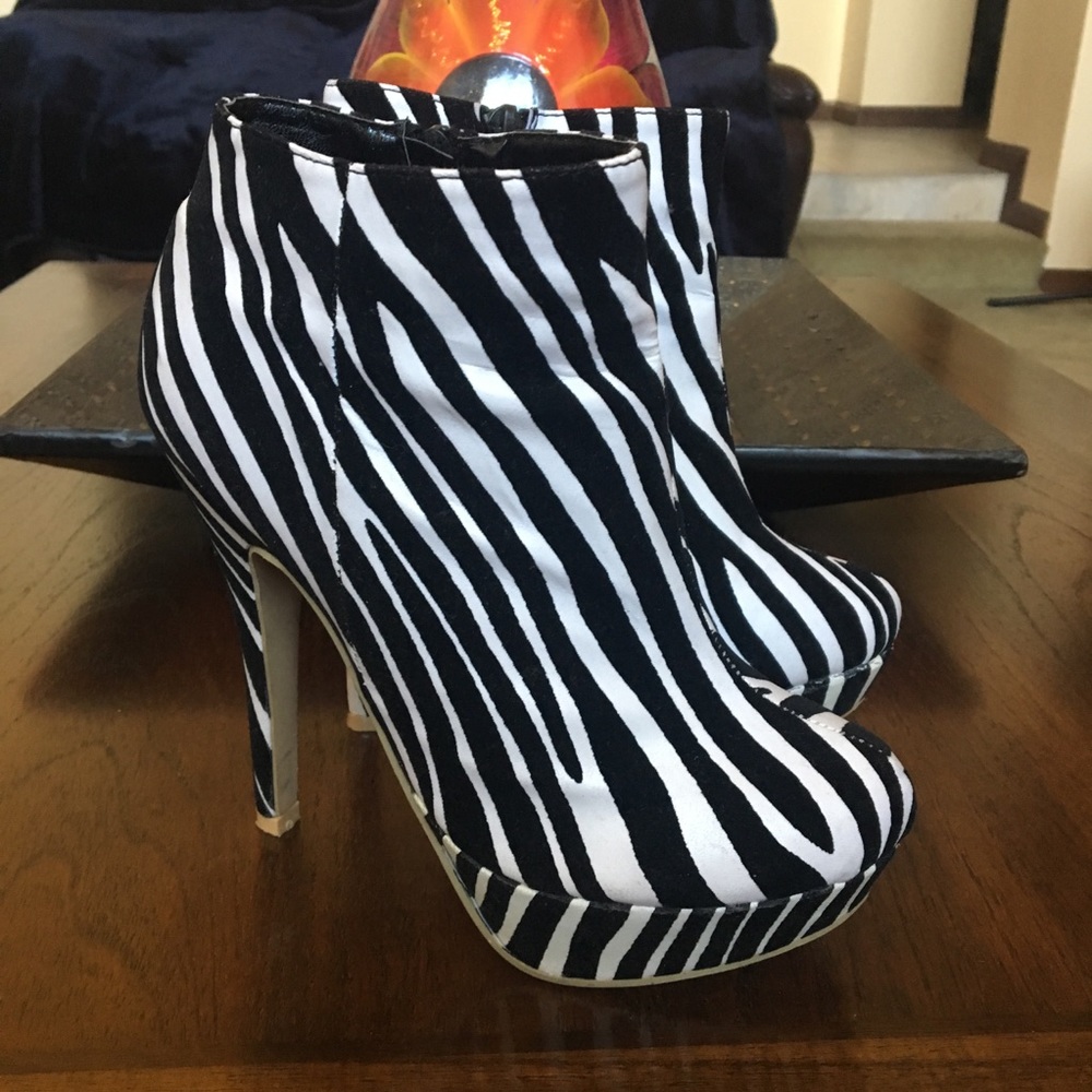Zebra booties heels